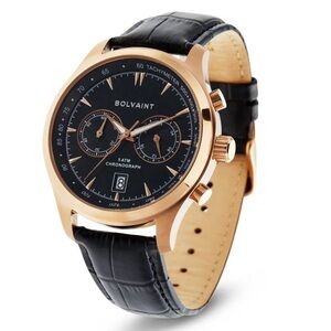 Bolvaint Tempus Noir Rose Gold Case Black Dial Watch New in Box $1700